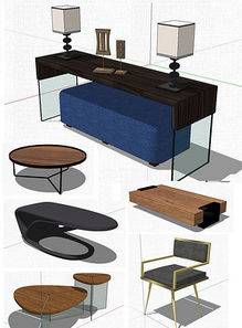 现代客厅SU效果图设计与公共场所化妆品展示模型